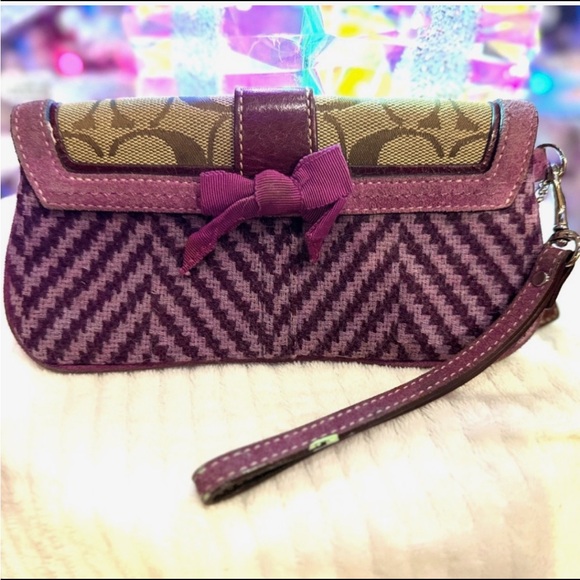 Coach Purple and Brown Clutch - Picture 2 of 4